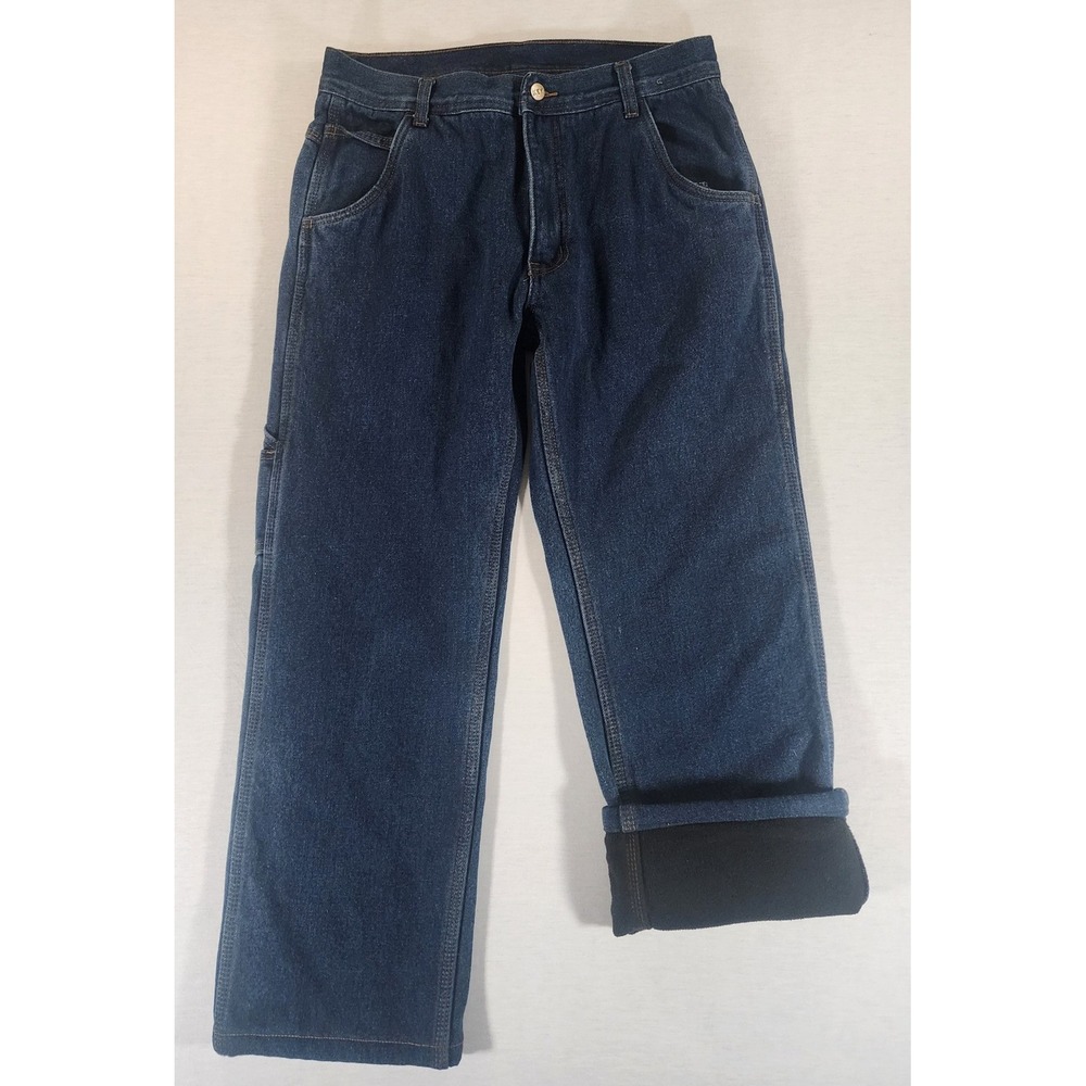 Key Carpenter Jeans Mens 32x27 Fleece Lined‎ Denim Insulated Workwear ALTERED